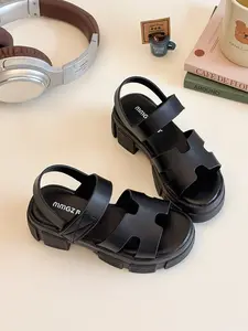 Girls' Casual Sweet Cool Style Thick Sole Sandals, Waterproof Easy Clean Low-Top Design, Perfect for Daily Wear & School