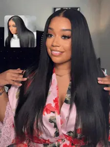4x4 HD Pre Cut Pre Plucked Lace Closure Wig 4x4 150% Density Straight Texture Lace Frontal Wig Ready To Wear Glueless Human Hair Wigs For Women