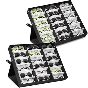 18 pcs Sunglasses Organizer Eyewear Display Storage Case Tray