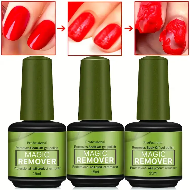Acetone-Free Gel Polish Remover, 3 Bottles - Quick Soak-Off in 3-5 Minutes for Gel X Nails, Professional Nail Care for Salon & Home, Gel Polish Remover For Nails