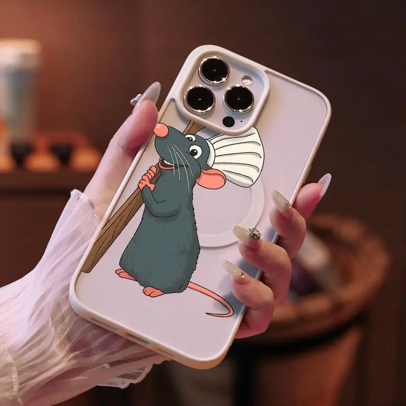 Acrylic Magnetic Ratatouille Spoon Phone Case for iPhone 11/12/13/14/15/16/16E/Mini - Frosted Matte Customized Multi-Model Accessory, Stable Adsorption, No Signal Blocking, Wireless & Fingerprint-Friendly