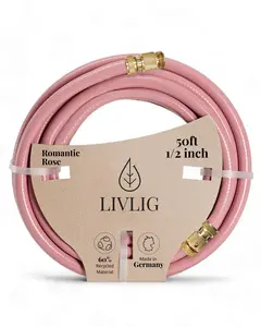 LIVLIG Garden Hose 50ft Romantic Rose with Quick Connect Fittings