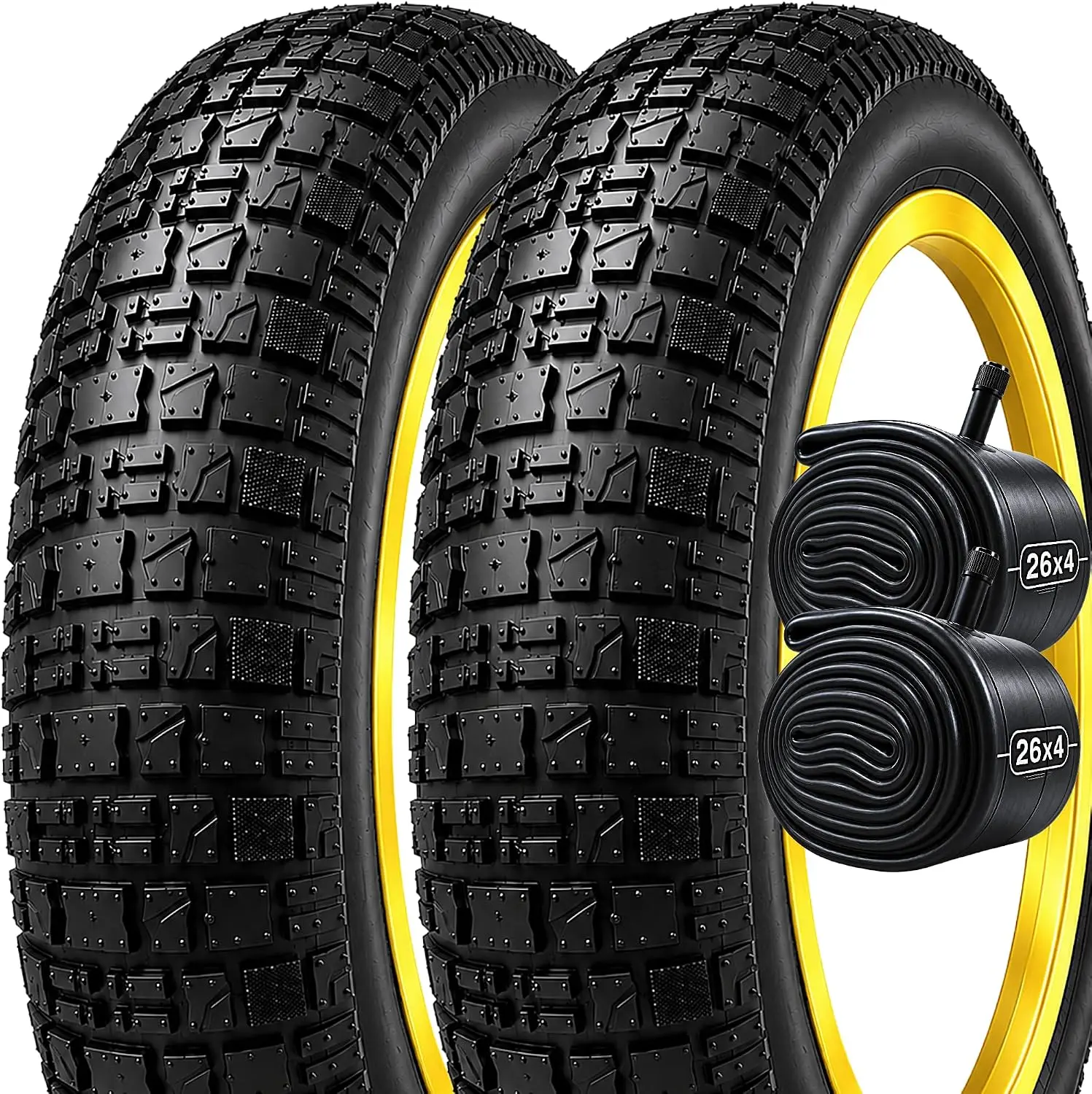 20x4.0 / 26x4.0 All-Terrain Folding, Puncture Resistant Fat Tire for E-Bikes & Fat Bikes, Includes 2 Tires and 2 Inner Tubes