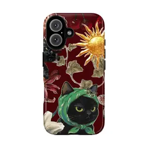 JIACC Vintage Cat Phone Case for iPhone 17 ProMax Plus Air 16 15 14 13 12 11 X XR & SamsungS25 S24 S23 S22 Ultra, Aesthetic Protective Cover Whimsical Black & White Kitty Artwork Cute Cat Lover Gift