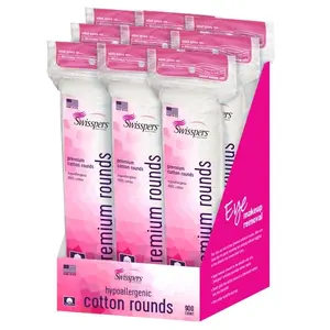 Swisspers Premium Hypoallergenic Cotton Rounds, 900-count