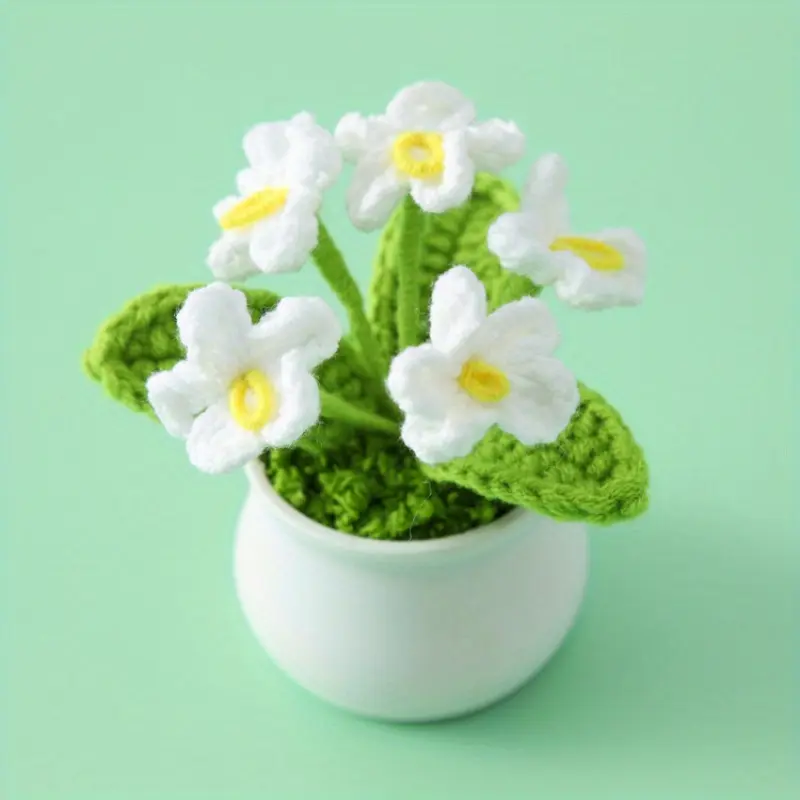 Flower Design Crochet Ornaments, 1 Count Cute Artificial Flower Potted Plant, Easter Essentials, Decorative Flower for Home Office Party, Crochet Artificial Flowers, Artificial Flower Decorations