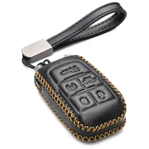 Vitodeco Genuine Leather Remote Control Smart Key Case Cover Protector with Leather Key Strap - Compatible for RAM 2500, 3500, 4500, 5500 (2019 - 2026 Models) - 5-Button