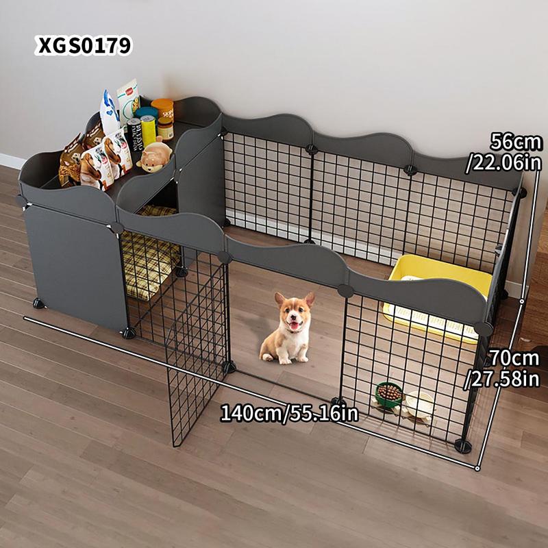 Small Dog Fence Indoor Home Pet Enclosure, Durable Puppy Playpen, One Room One Bath Puppy Cage with Toilet Area, Anti-Escape Dog Kennel