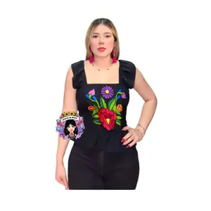 Blusa Reina tirante, Bordada en rayón