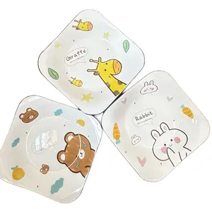 Cute Cartoon Kids Plate Set - Bear Giraffe & Rabbit Design Lightweight Children's Dishes Set for Fun Mealtime