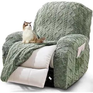 Recliner Chair Covers 4-Pieces Reclining Chair Slipcovers with Pocket& Elastic Bottom, Soft Feel Fitted Lazy Boy Sofa Couch Cover Washable, Stretch Recliner Furniture Protector