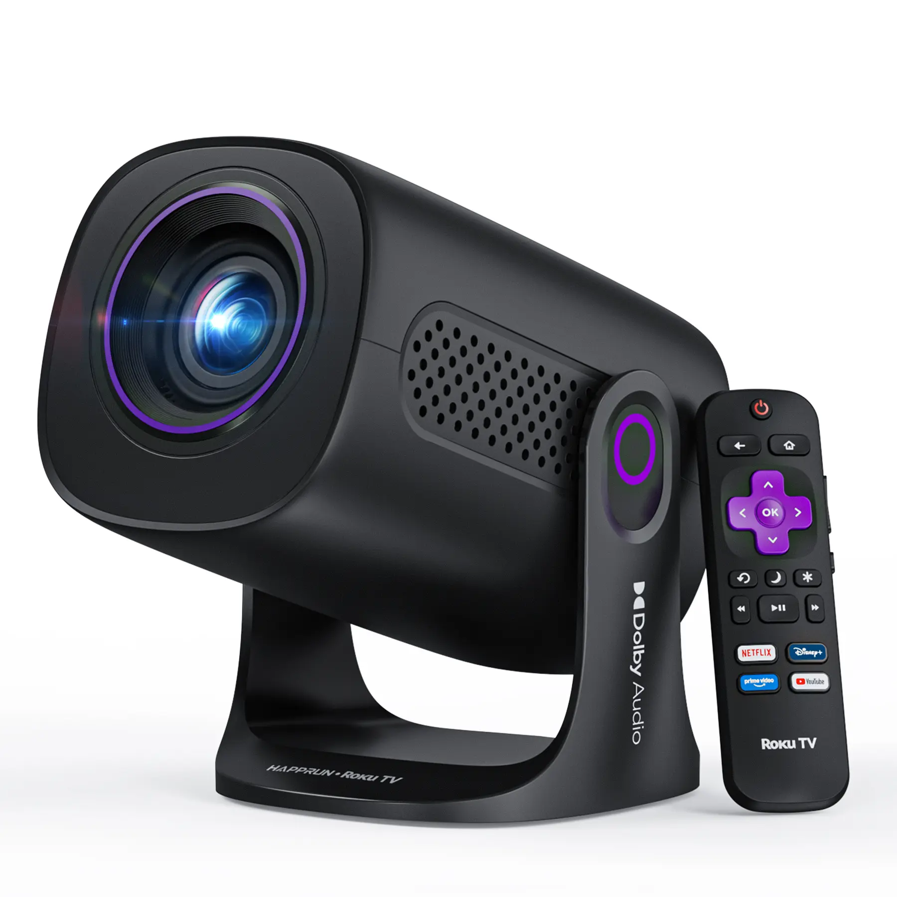 HAPPRUN Roku TV Smart Mini Projector with WiFi and Bluetooth for Portable HAPPRUN Roku TV Smart Mini Projector with WiFi and Bluetooth for Portable