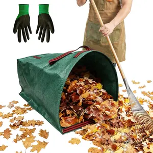 53 Gallon Large Leaf Collector  Dustpan-Type Yard  Bags - Standing Garden Bags with Reinforced Handles- Heavy Duty Lawn Trash Sweeper Bag(1PACK 53G)