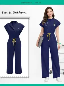 Premium Elasticity Scrubs Jumpsuit | Slim Fitting Uniforms Designed for Pet Wellness Centers, Luxury Spa Retreats, Beauty Salon Staff, and Senior Care Homes