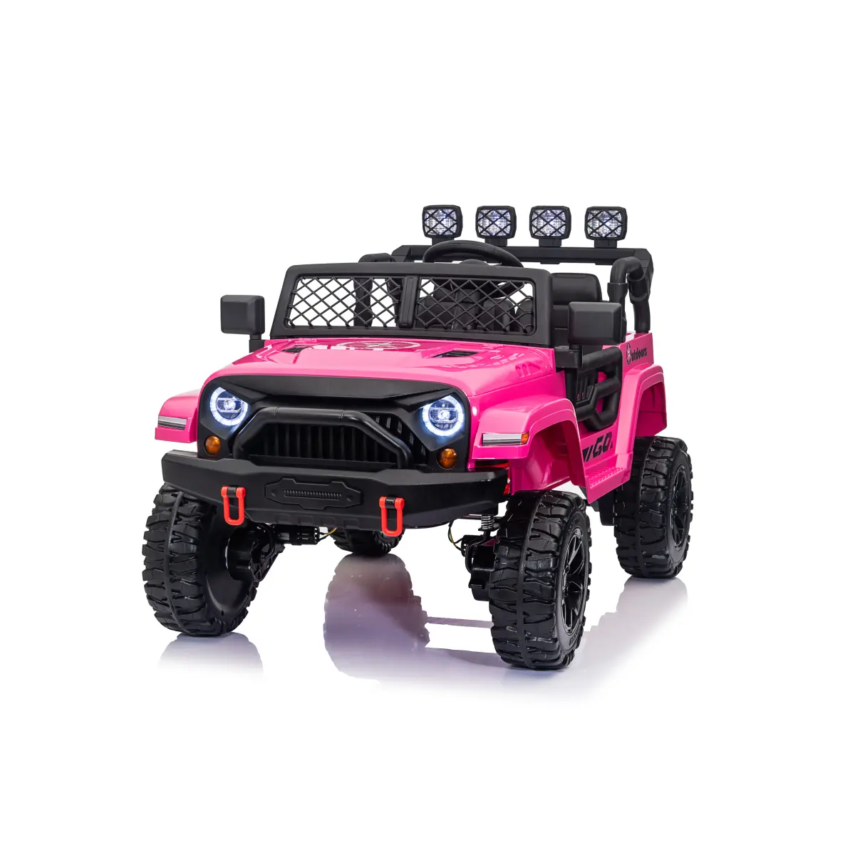 24V7Ah 2-Seater 4WD Power Wheels with Remote Control Ride-On Jeep for Big Kids, 550 Model 75W Motors, 4-EVA Wheels, LED Lights, Music, Suspension Springs - Outdoor Play Toy for Ages 3+