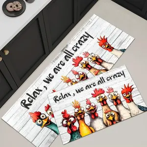 Rooster Pattern Kitchen Mat, 2 Counts/3 Counts Non-slip Kitchen Rug, Rectangle Home Decor Floor Mat for Home Living Room Bedroom Kitchen