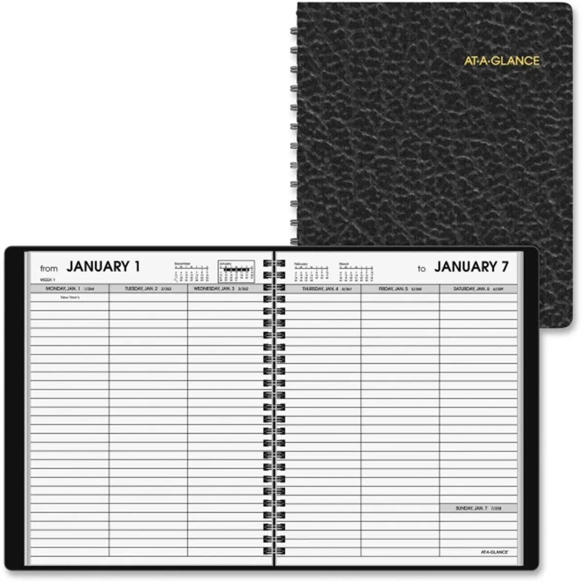 212 MAIN Notebook Planner - Wire-Bound Monthly Weekly Dated Planner, January-December, Julian Dates, Ruled Pages, Black Office Stationery for Computers & Office Equipment, Monthly Weekly Planner