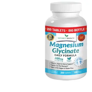 MAGNESIUM GLYCINATE 400 MG – 200 TABLETS – HIGH ABSORPTION | MADE IN USA