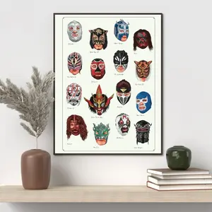 [NO FRAME] Professional Wrestling History, Must-Have Poster for True Fans, The Perfect Man Cave Decor, Iconic Wrestling Mask Gallery Poster, Premium Unframed Wall Decor