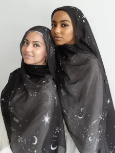 Women's Fashion Watercolor Print Headscarf, Polyester Muslim Hijab, Turban Hijab, Stylish and Comfortable, Perfect for Daily Wear Four season scarf