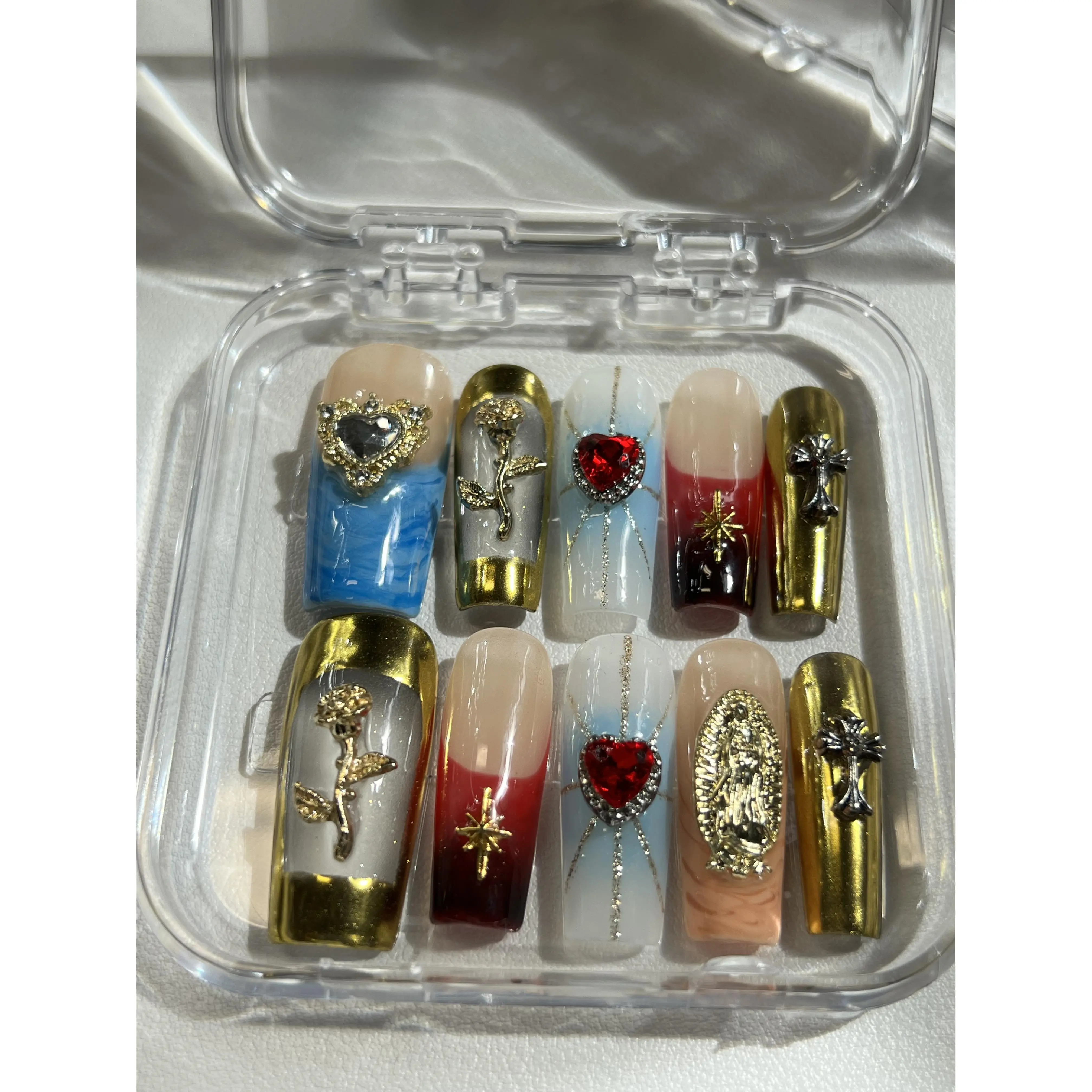 BHI Handmade Square nails Press-On Nails – Reusable 3D Acrylic, Salon-Quality Design for a Long-Lasting, Natural Finish |                               Perfect for an Effortless At-Home Manicure, Acrylic Nail Set, Nail Extension Kit