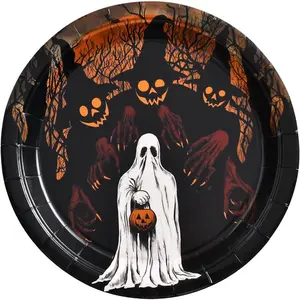 30 Pcs Halloween Paper Plates, Halloween Party Plates Halloween Ghost Paper Plates Halloween Dessert Plates, Halloween Disposable Plates Halloween Birthday Plates Party Supplies Tableware