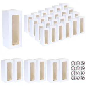 White Cookie Gift Boxes, 8.7'x3.15'x3.15' for Wedding Favor, Festival Gift Packaging, Chocolates, Cookies Small Crafts