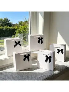 20/15/10/5/1pcs Bow Decor Handheld Gift Bag Elegant Portable Packaging Pouch.needoh.paper plates