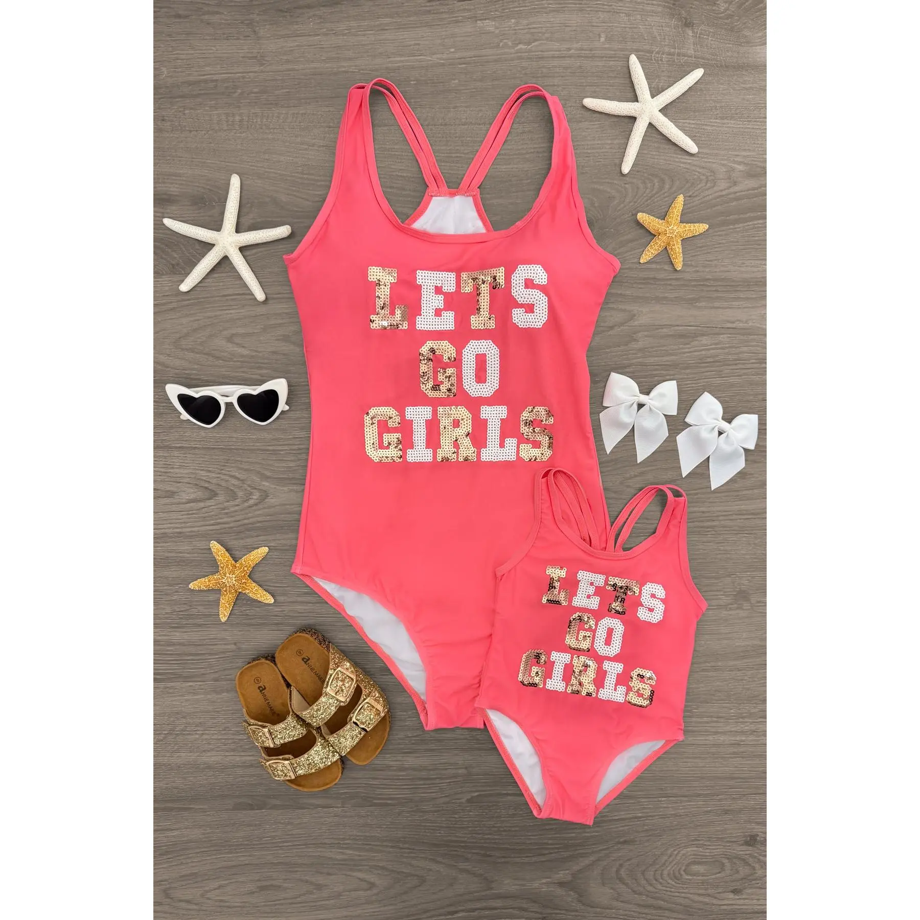 Mom & Me - "Let's Go Girls" One Piece Swimsuit