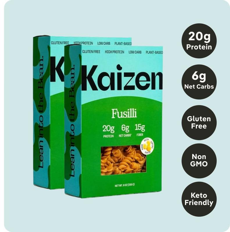 Kaizen Low-Carb High-Protein Fusilli – 20g Protein, 6g Net Carbs, Gluten-Free, Grain-Free, Keto-Friendly Pasta (8oz)