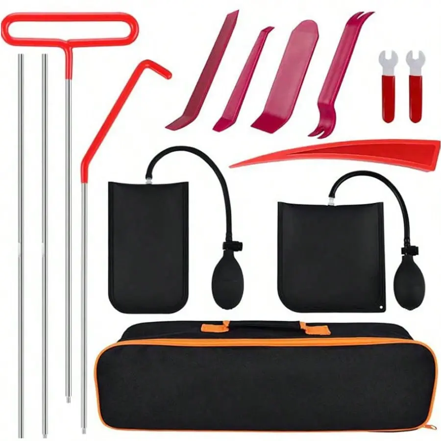 13 PCS Multifunctional Emergency Car Unlock Toolkit - Car Tool Set with Long Reach Puller, Vehicle Lockout Repair Accessories, Automotive Inspection Tools