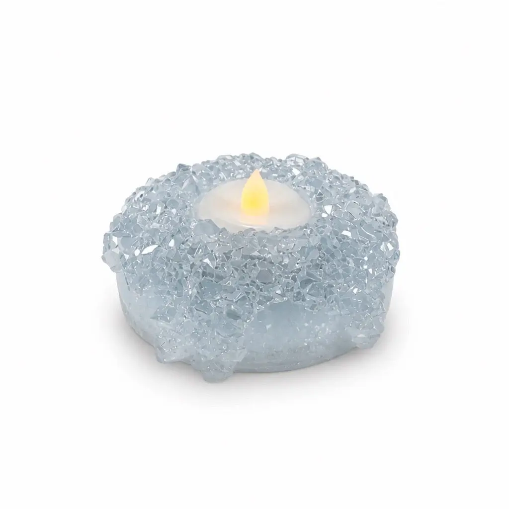 Candlelit Calm Crystal Tea Light Holder | Crystal Blue