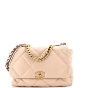 Pre-owned CHANEL material Messenger Bags 19 Flap Bag Quilted Leather Large by Rebag