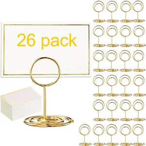 26Pack Table Number Holders and 26pcs Gold Place Cards, Place Card Holder, Table Card Holders, Picture Holder, Photo Holder for Centerpieces, Birthday, Wedding Reception, Party