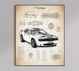 Dodge Challenger Blueprint Poster