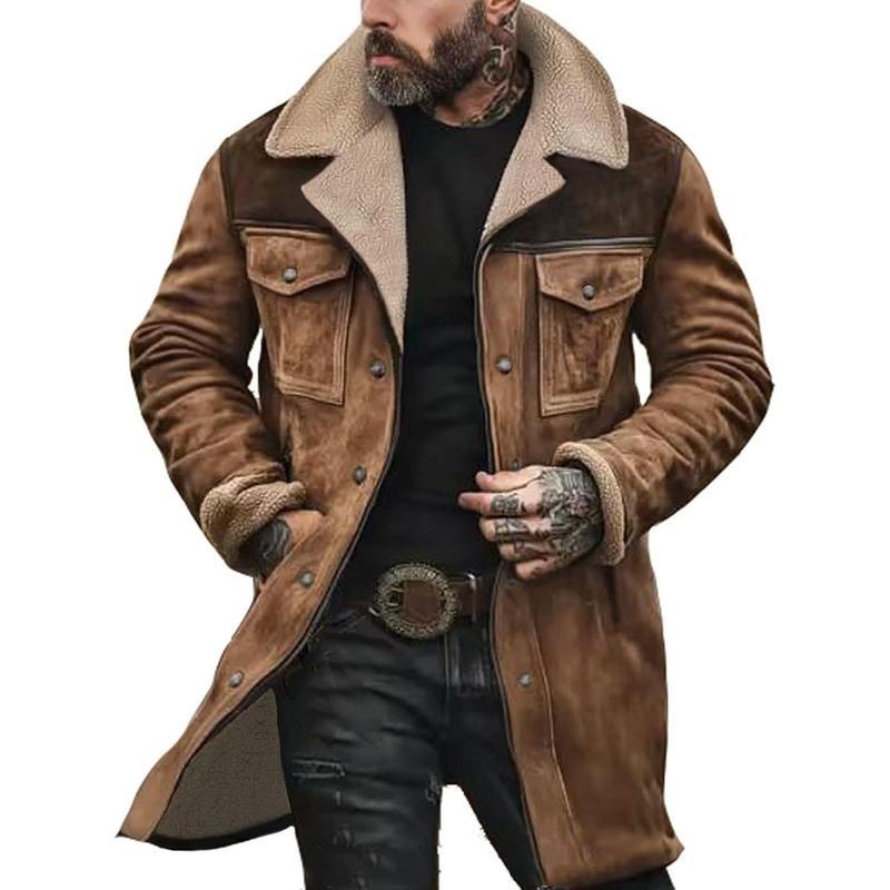 Mens Western Cowboy Jacket Vintage Suede Jacket LongCoats Zi - TikTok Shop