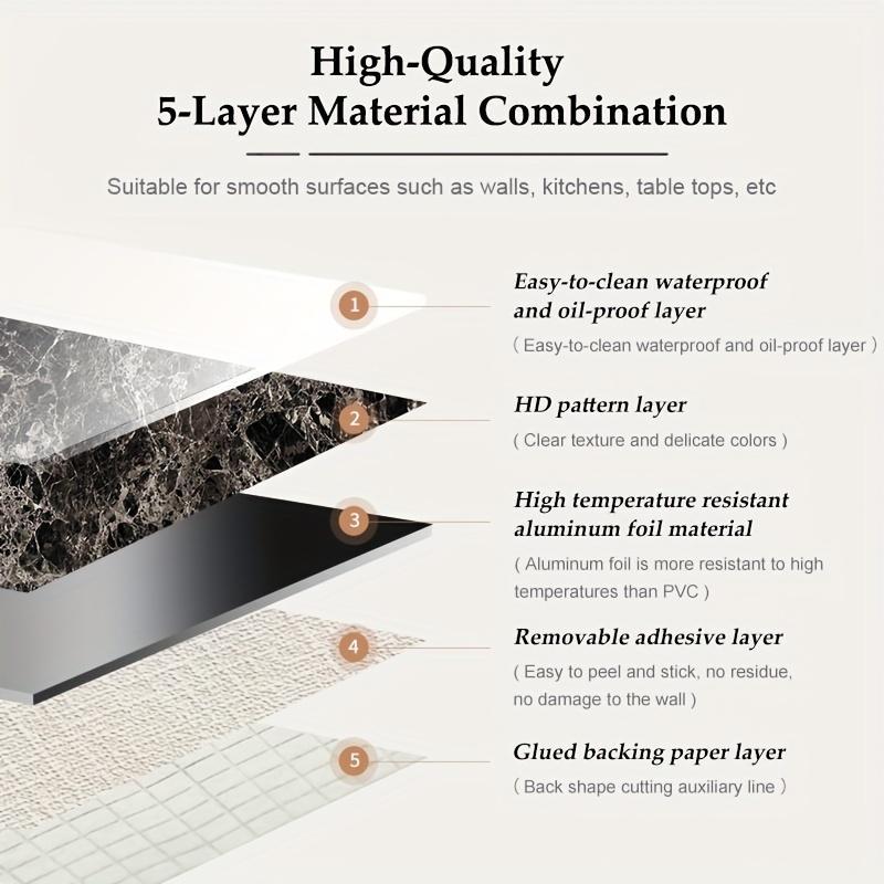 Premium Marble Pattern Waterproof Wall Sticker - Heat & Oil Resistant Self-Adhesive PET Film, Classic Style for Kitchen Countertops, Stove Backsplash, Tile Cabinet Repair - Easy Install Home Decor Upgrade