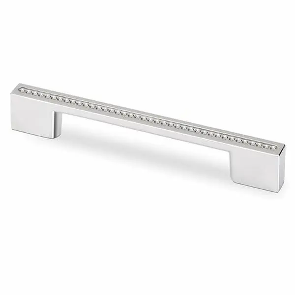 Topex M3805.96128CRLSWA High-Quality Modern Houseware 5.05 in. Rectangular Chrome Door Pull with Swarovski Crystals