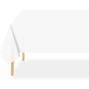 2 Pack Plastic Table Cloth Disposable, 54 x 108 Inch Tablecloths for Rectangle Tables, White Plastic Table Cover