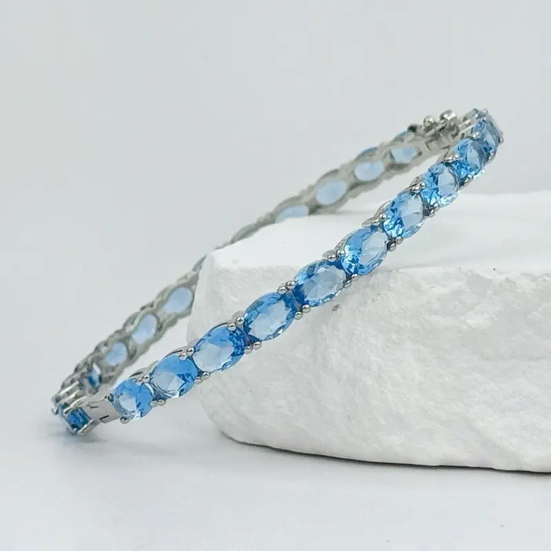 Starwhisper Gemstone Bangle Bracelet | Tanzanite or Green Amethyst | 925 Sterling Silver