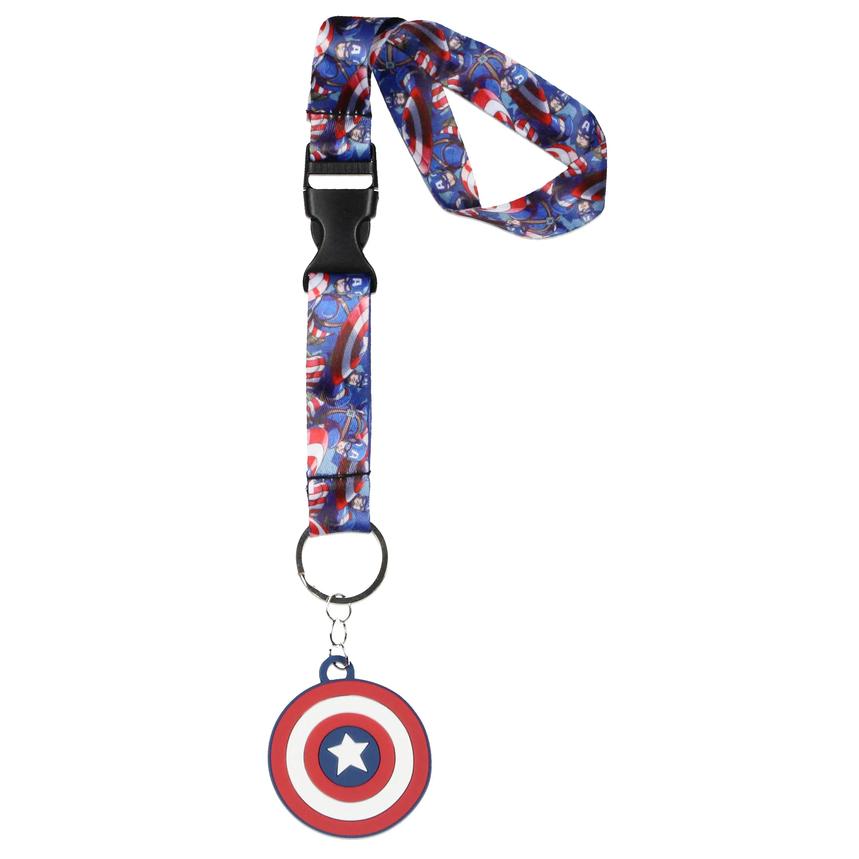 Marvel Captain America Wrist Strap Lanyard for Keys with 2" Rubber Keychain Hand and Wrist Lanyard Strap, Keychain Wristlet