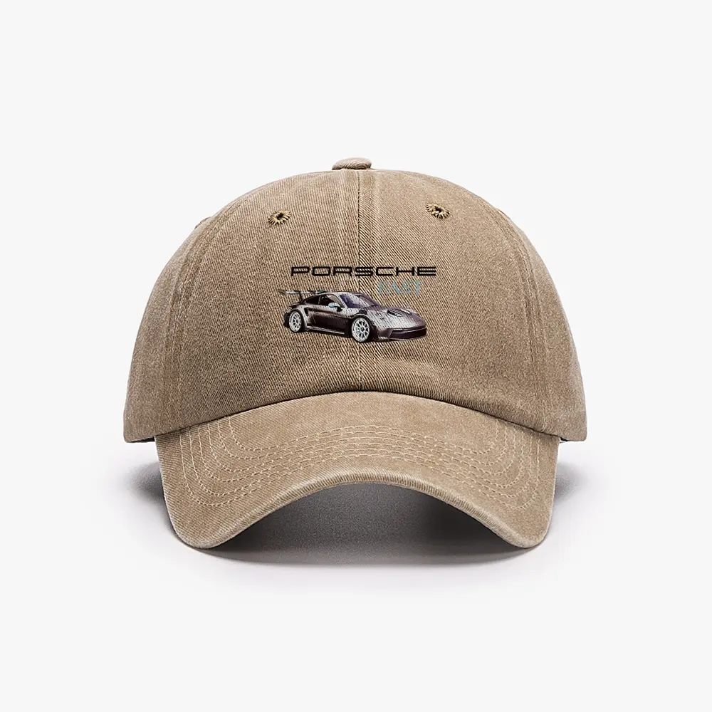 Classic 911 Silver Car Unisex Street Baseball Cap 80s 90s Pattern Anime Hat Men Gift Snapback Fitted Vintage Denim Fabric Iconic Logo Heat Transfer Print Green Dragon Ball Detail