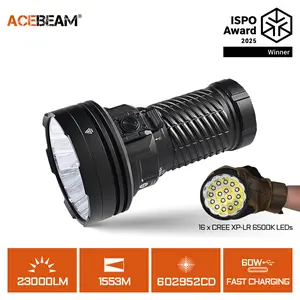 ACEBEAM X25 X25 High-Power Long Range 16x SFT-25R HI LEDs Flashlight - 22,000 Lumens w/ 60W Wall Charger Adapter and Eco-Sensa USB-C Cable Included