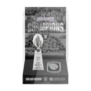 Vintage Football Ring Display Set（Check Selected Year Before Purchase）, Sports Fan Gift & Collectible Decor, Perfect for Fans, Unique Collector Item