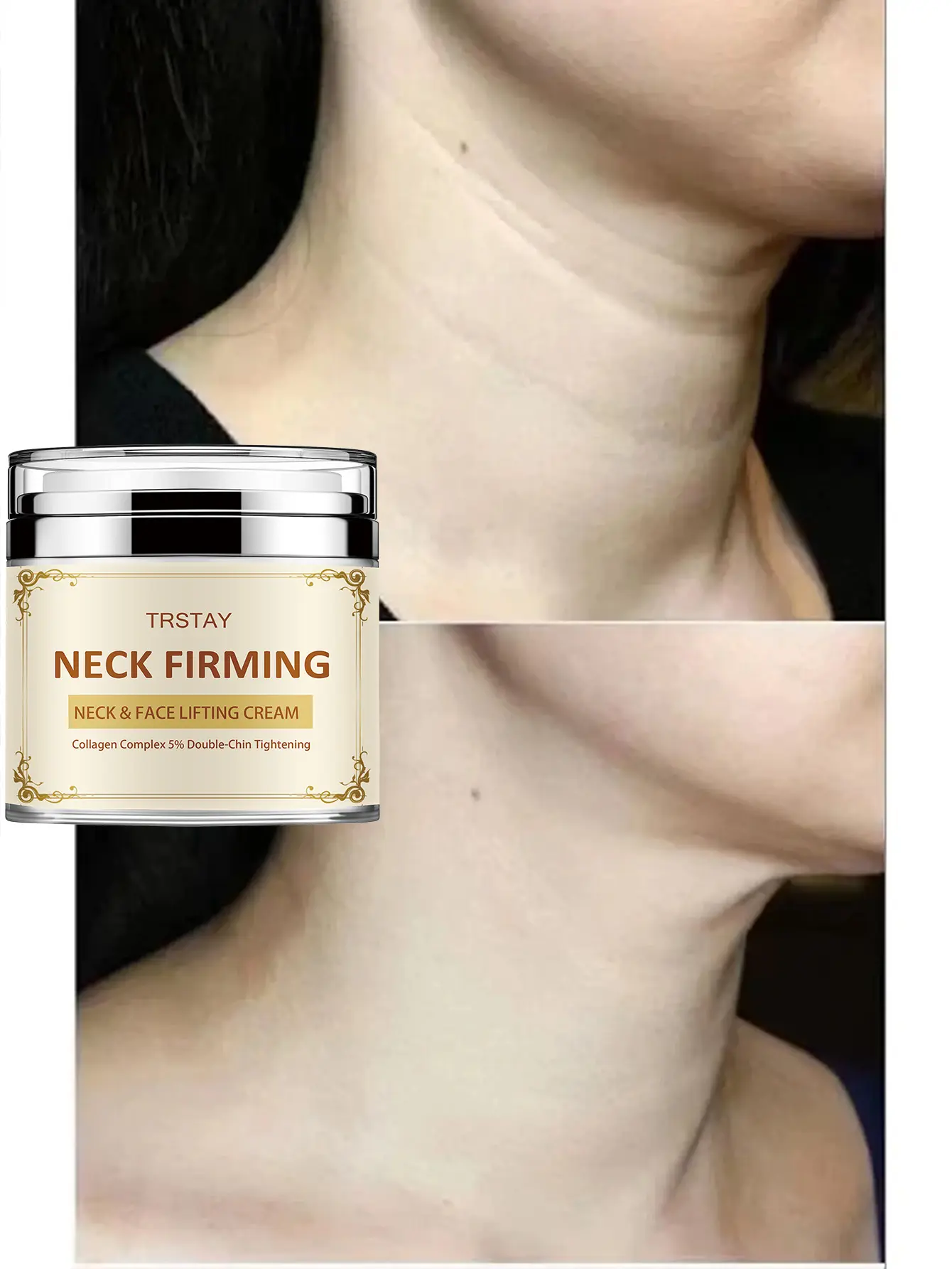 Moisturizing Neck Cream with Hyaluronic Acid, Vitamin C, Argan Oil - One Size 50g Neck & Body Care with Included Guide for Soft Skin, Smoothness