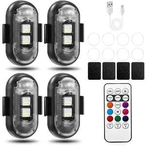 Wireless RGB Strobe Light w/ Remote, Waterproof Anti-Collision Warning LED Flash for Car Motorcycle Drone Night Safety rock