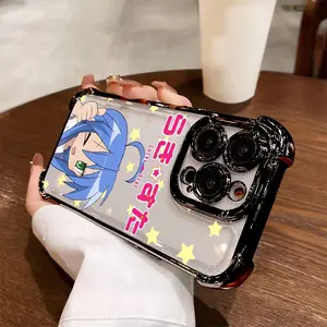 Cute Anime Lucky Star Phone Case Compatible with iPhone 16, 15, 14, 13, 12, 11 Pro Max, X, XR, XS Max, 8, 7 Plus- Shockproof Transparent Soft Back Case