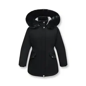 Girls’ Warm Thickened Winter Coat |     Hooded + Easy Button Closure |     School/Parties/Family Outings
