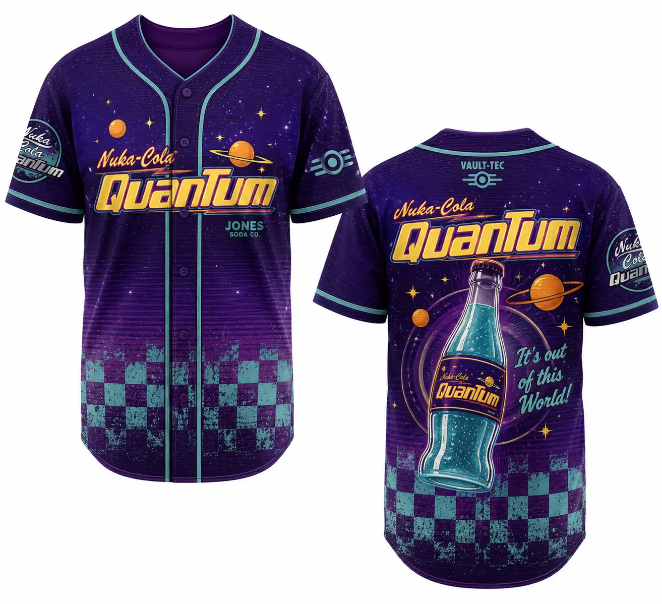 Nuka Cola Quantum Baseball Jersey | Fallout Inspired Streetwear Button Up Shirt for Men & Women
