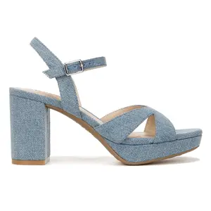 LifeStride Womens Last Dance 4 Block Platform Casual Sandals Casual High Heel 3" & Up - Blue